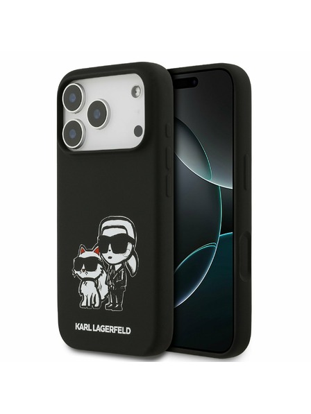 Karl Lagerfeld Karl Lagerfeld Liquid Silicone K&CH Sketch MagSafe Carcasă Spate pentru iPhone 17 Pro Black