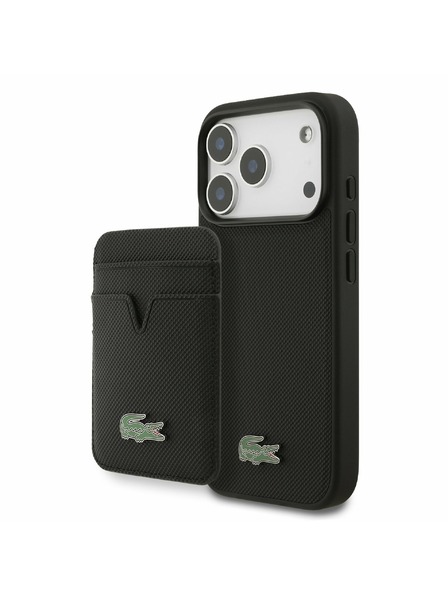Lacoste Lacoste Iconic Petit Pique MagSafe Carcasă Spate + Portofel pentru iPhone 17 Pro Black