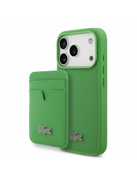 Lacoste Lacoste Iconic Petit Pique MagSafe Carcasă Spate + Portofel pentru iPhone 17 Pro Green