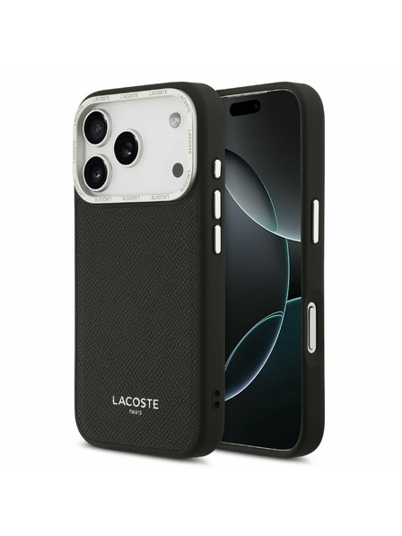 Lacoste Lacoste PU Leather Champs Elysees MagSafe Carcasă Spate pentru iPhone 17 Pro Black