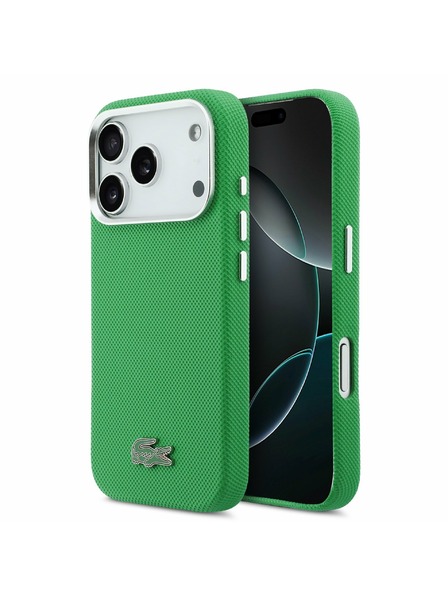 Lacoste Lacoste PVC Iconic Petit Pique Metal Logo MagSafe Carcasă Spate pentru iPhone 17 Pro Green