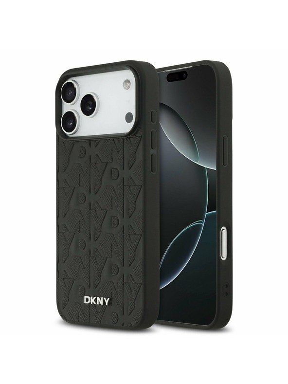 DKNY DKNY PU Leather Grid Pattern Magsafe Carcasă Spate pentru iPhone 17 Pro Max Black