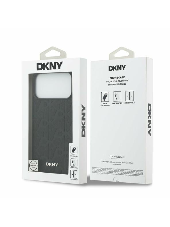 DKNY DKNY PU Leather Grid Pattern Magsafe Carcasă Spate pentru iPhone 17 Pro Max Black