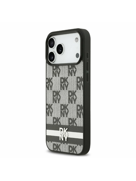 DKNY DKNY PU Leather Checkered Pattern and Stripe Carcasă Spate pentru iPhone 17 Pro Max Black