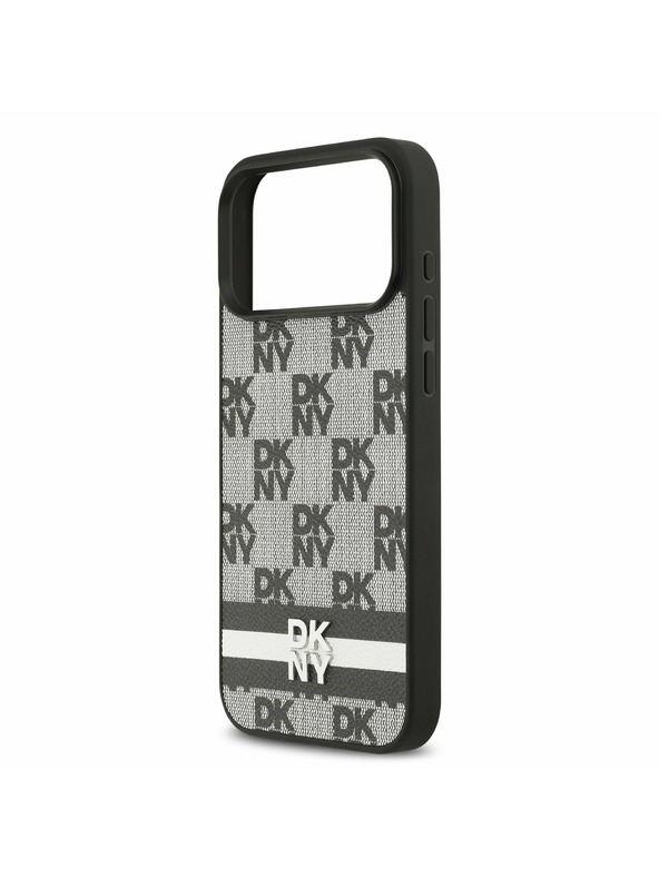 DKNY DKNY PU Leather Checkered Pattern and Stripe Carcasă Spate pentru iPhone 17 Pro Max Black