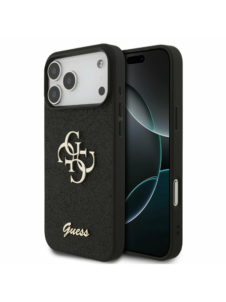 Guess Guess PU Fixed Glitter 4G Metal Logo Carcasă Spate pentru iPhone 17 Pro Max Black