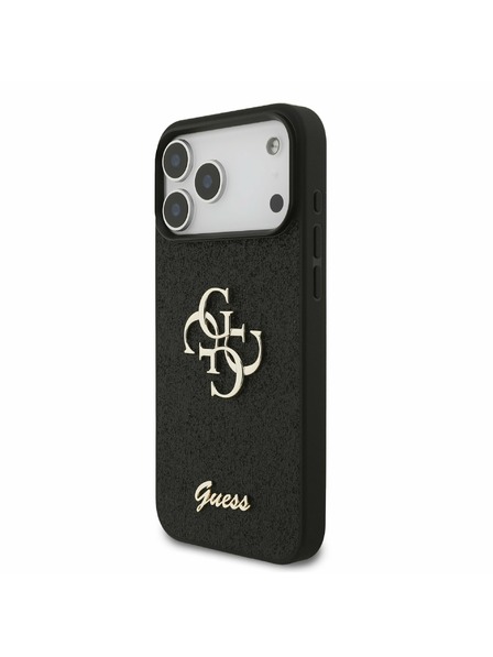 Guess Guess PU Fixed Glitter 4G Metal Logo Carcasă Spate pentru iPhone 17 Pro Max Black