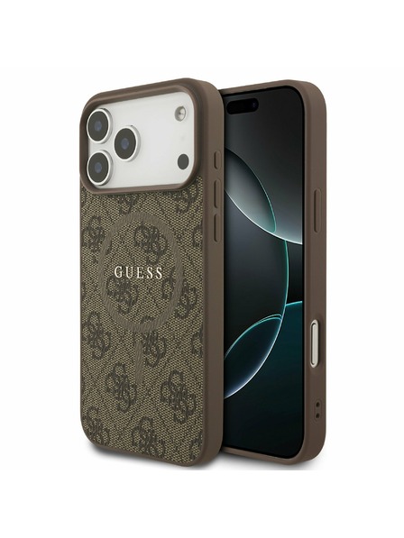 Guess Guess PU Leather 4G Colored Ring MagSafe Carcasă Spate pentru iPhone 17 Pro Max Maro