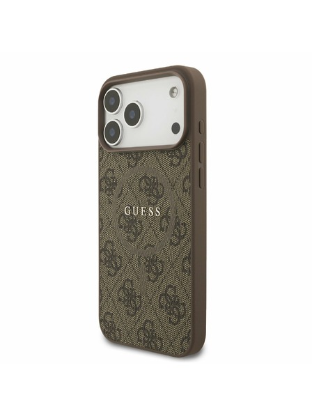 Guess Guess PU Leather 4G Colored Ring MagSafe Carcasă Spate pentru iPhone 17 Pro Max Maro
