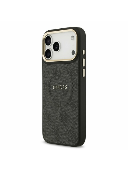 Guess Guess PU Leather 4G Gold Frame MagSafe Carcasă Spate pentru iPhone 17 Pro Max Negru
