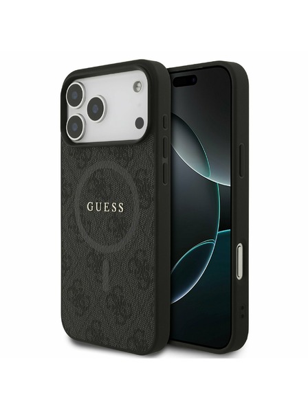Guess Guess PU Leather 4G Colored Ring MagSafe Carcasă Spate pentru iPhone 17 Pro Max Negru