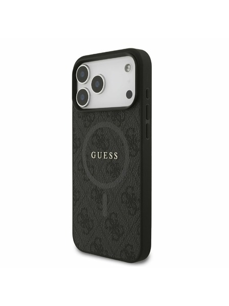 Guess Guess PU Leather 4G Colored Ring MagSafe Carcasă Spate pentru iPhone 17 Pro Max Negru