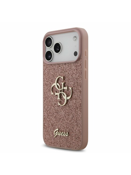 Guess Guess PU Fixed Glitter 4G Metal Logo Carcasă Spate pentru iPhone 17 Pro Max Roz