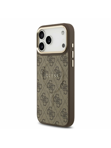 Guess Guess PU Leather 4G Gold Frame MagSafe Carcasă Spate pentru iPhone 17 Pro Max Maro