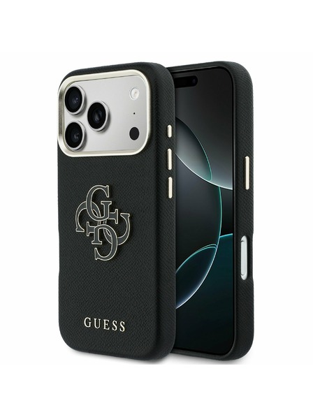 Guess Guess PU Resin Logo Carcasă Spate pentru iPhone 17 Pro Max Negru