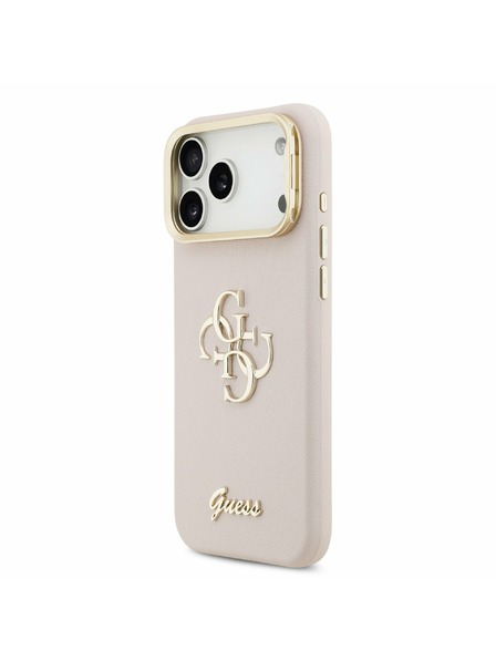 Guess Guess PU Grained 4G Logo Stand Camera Frame Carcasă Spate pentru iPhone 17 Pro Max Roz