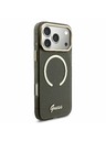 Guess Guess IML Glitter Script Strap MagSafe Carcasă Spate pentru iPhone 17 Pro Max Negru