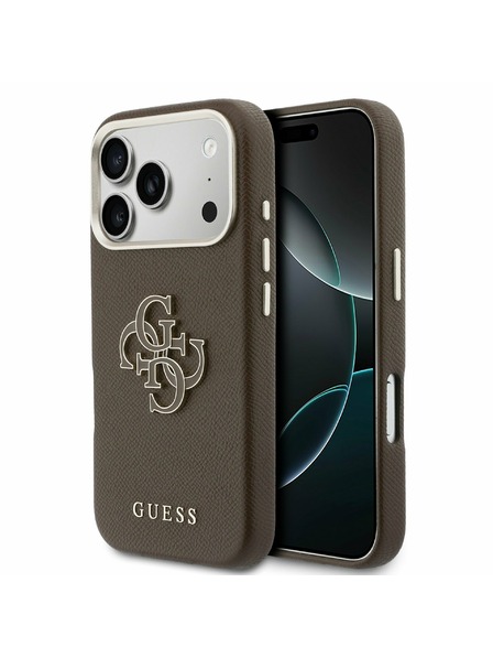 Guess Guess PU Resin Logo Carcasă Spate pentru iPhone 17 Pro Max Maro