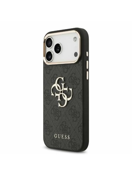 Guess Guess Husă Spate PU Leather 4G Metal Logo Gold Frame pentru iPhone 17 Pro Max Black