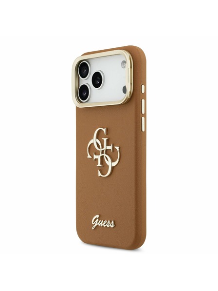 Guess Guess Husă Spate PU Grained 4G Logo Stand Camera Frame pentru iPhone 17 Pro Max Brown