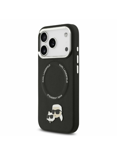 Karl Lagerfeld Karl Lagerfeld Husă Spate PU Karl and Choupette Heads Pins MagSafe pentru iPhone 17 Pro Max Black