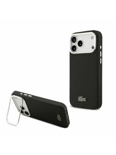 Lacoste Lacoste Husă Spate Iconic Petit Pique Camera Stand MagSafe pentru iPhone 17 Pro Max Black