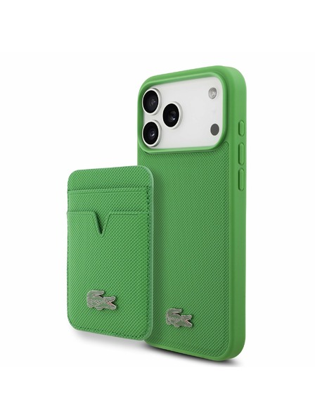 Lacoste Lacoste Iconic Petit Pique MagSafe Carcasă Spate + Portofel pentru iPhone 17 Pro Max Green