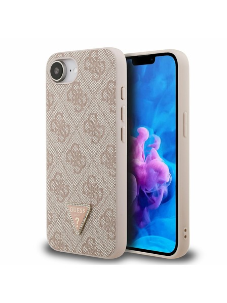 Guess Guess PU 4G Strass Triangle Metal Logo Carcasă Spate pentru iPhone 16e/17e Pink