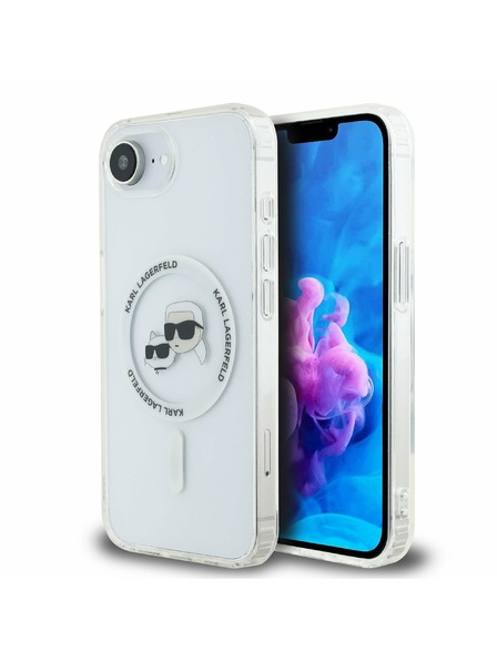 Karl Lagerfeld Karl Lagerfeld IML K&CH Heads Metal Frame MagSafe Carcasă Spate pentru iPhone 16e/17e Transparent
