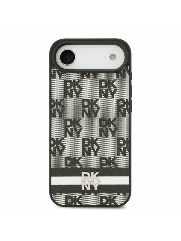 DKNY DKNY PU Leather Checkered Pattern and Stripe Carcasă Spate pentru iPhone Air Black