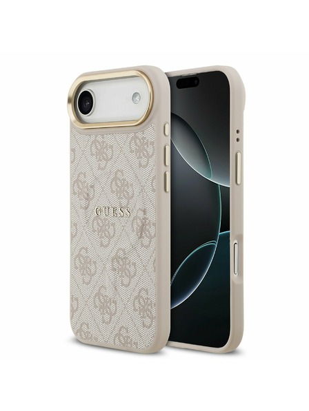 Guess Guess PU Leather 4G Gold Frame MagSafe Carcasă Spate pentru iPhone Air Pink