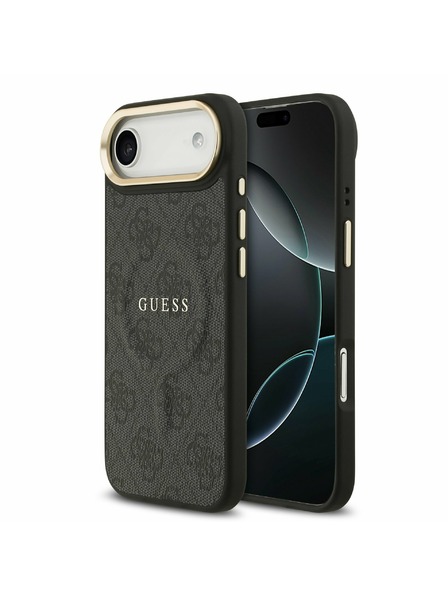 Guess Guess PU Leather 4G Gold Frame MagSafe Carcasă Spate pentru iPhone Air Black