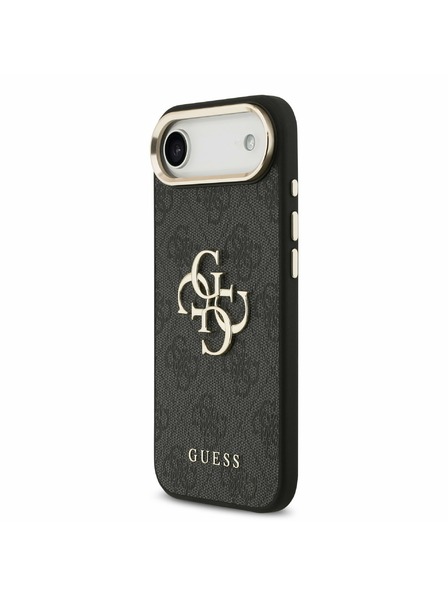 Guess Guess PU Leather 4G Metal Logo Gold Frame Carcasă Spate pentru iPhone Air Black