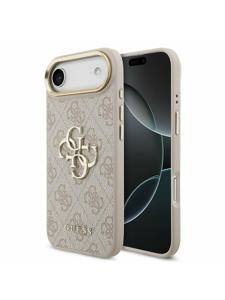 Guess Guess PU Piele 4G Metal Logo Cadru Auriu Carcasă Spate pentru iPhone Air Roz