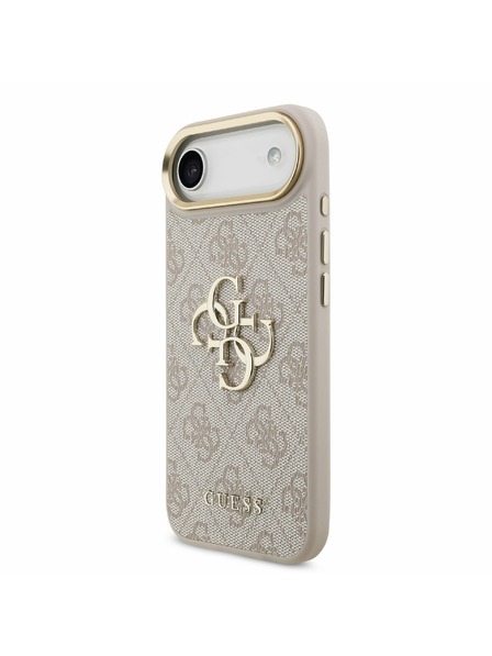 Guess Guess PU Piele 4G Metal Logo Cadru Auriu Carcasă Spate pentru iPhone Air Roz
