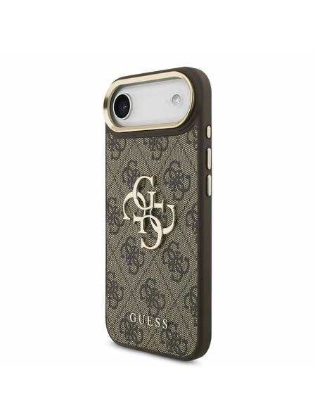 Guess Guess PU Piele 4G Metal Logo Cadru Auriu Carcasă Spate pentru iPhone Air Maro