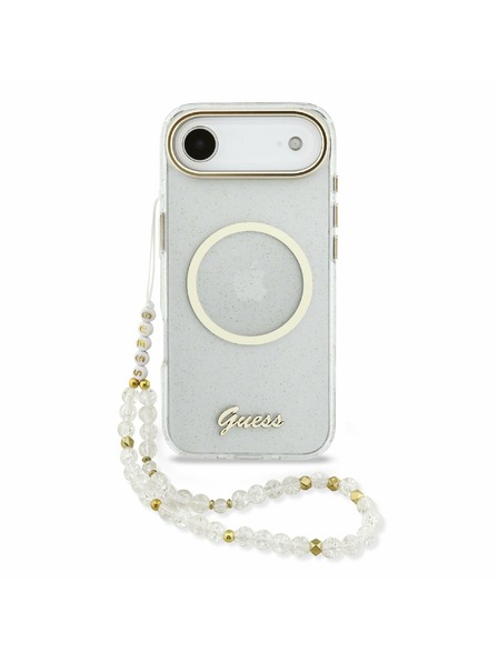 Guess Guess IML Glitter Script Curea MagSafe Carcasă Spate pentru iPhone Air Transparent