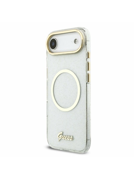 Guess Guess IML Glitter Script Curea MagSafe Carcasă Spate pentru iPhone Air Transparent