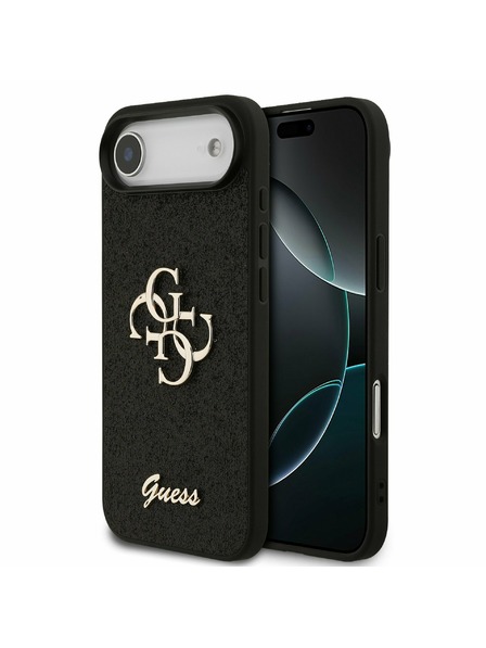 Guess Guess PU Fixed Glitter 4G Metal Logo Carcasă Spate pentru iPhone Air Negru