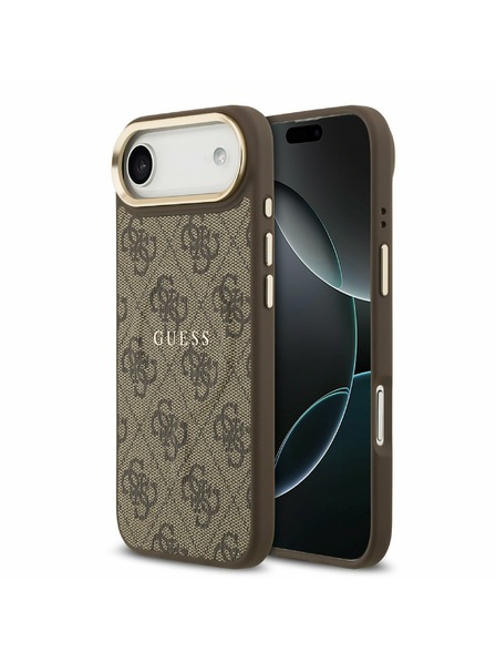Guess Guess PU Piele 4G Cadru Auriu MagSafe Carcasă Spate pentru iPhone Air Maro