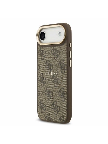 Guess Guess PU Piele 4G Cadru Auriu MagSafe Carcasă Spate pentru iPhone Air Maro