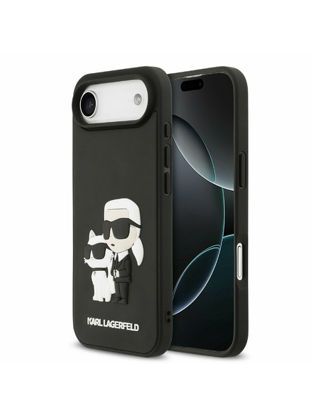 Karl Lagerfeld Karl Lagerfeld 3D Rubber Karl and Choupette Carcasă Spate pentru iPhone Air Negru