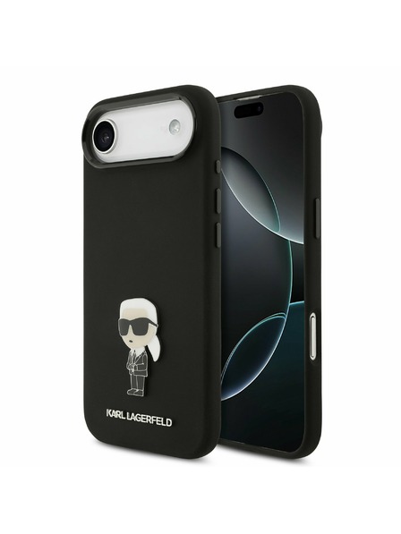 Karl Lagerfeld Karl Lagerfeld Liquid Silicone Metal Ikonik Carcasă Spate pentru iPhone Air Negru