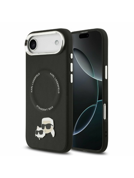 Karl Lagerfeld Karl Lagerfeld PU Karl and Choupette Heads Pins MagSafe Carcasă Spate pentru iPhone Air Negru