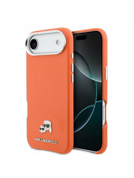 Karl Lagerfeld Karl Lagerfeld PU Karl and Choupette Heads Pins MagSafe Carcasă Spate pentru iPhone Air Orange