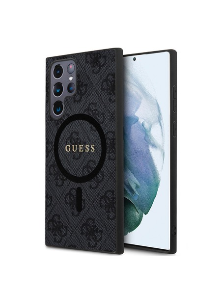 Guess Guess PU Piele 4G Inel Colorat MagSafe Carcasă Spate pentru Samsung Galaxy S24 Ultra Black
