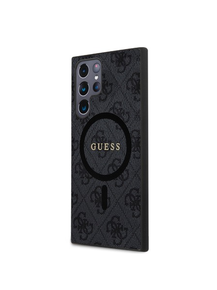 Guess Guess PU Piele 4G Inel Colorat MagSafe Carcasă Spate pentru Samsung Galaxy S24 Ultra Black