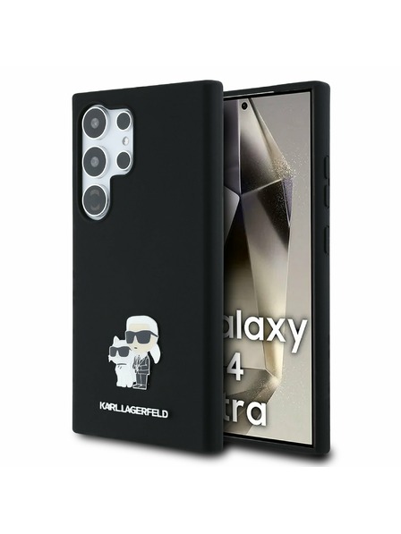 Karl Lagerfeld Karl Lagerfeld Silicone Lichid Metal Karl and Choupette Carcasă Spate pentru Samsung Galaxy S24 Ultra Black