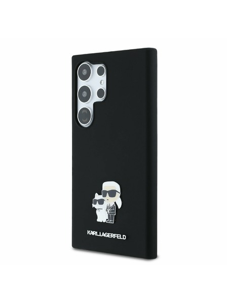 Karl Lagerfeld Karl Lagerfeld Silicone Lichid Metal Karl and Choupette Carcasă Spate pentru Samsung Galaxy S24 Ultra Black