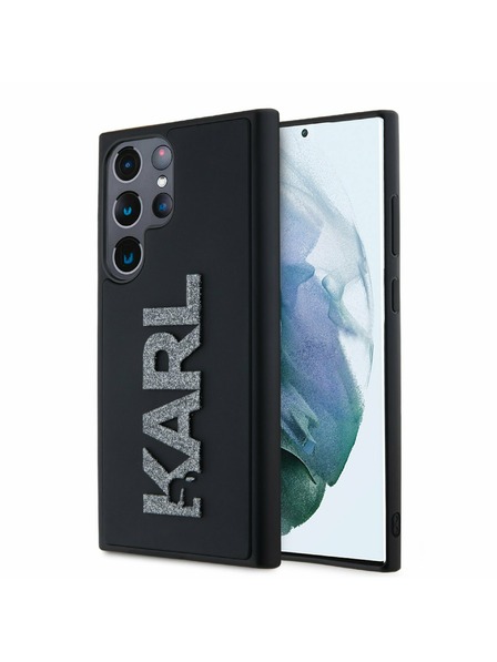 Karl Lagerfeld Karl Lagerfeld 3D Cauciuc Glitter Logo Carcasă Spate pentru Samsung Galaxy S24 Ultra Black